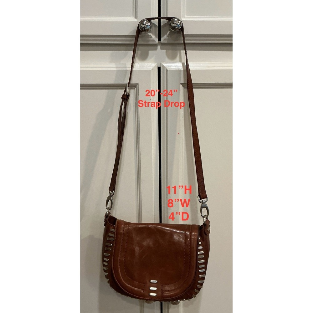 Kelsi Dagger Leather HARLEY saddle Crossbody Bag Studded‎ Silver Accents